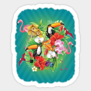 Tropical Carnival beautiful exotics birds Sticker